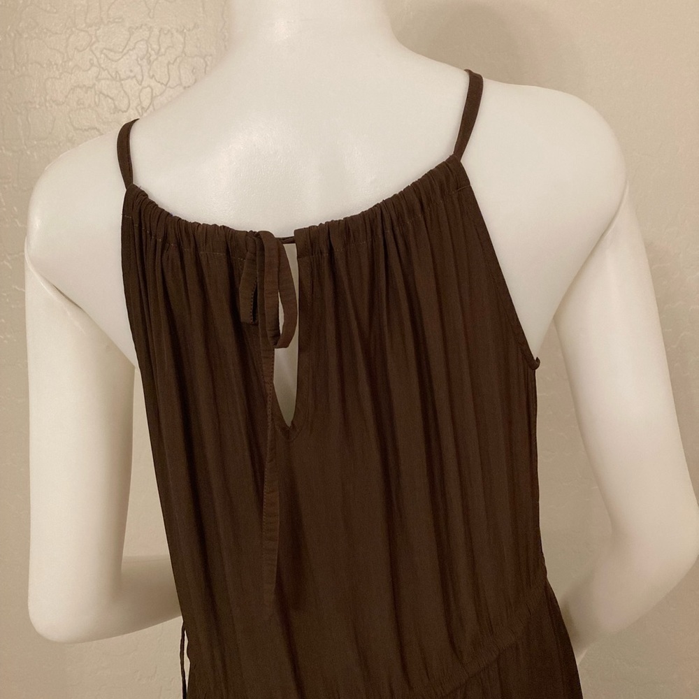 Calypso St. Barth Dress Sarah Brown Matte Satin Sleeveless Maxi Halter Small - Picture 12 of 13